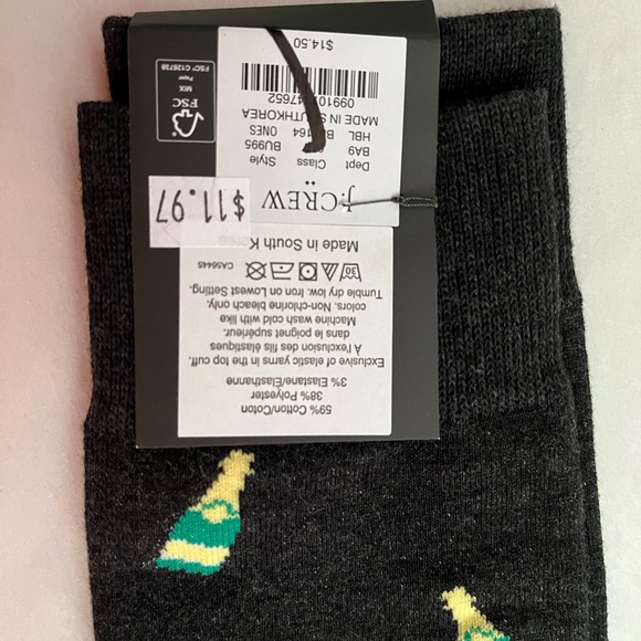 Black Champagne Bottle Pattern Socks - Picture 5 of 6